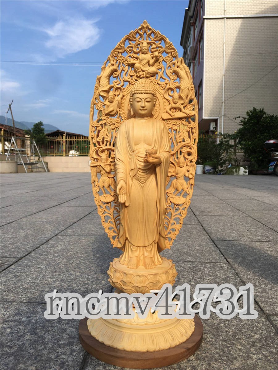 「81SHOP」阿弥陀如来立像 ★高さ52cm 仏教美術 仏像 東洋彫刻 ヒノキ檜木 手作り 美術品