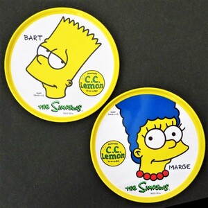 サントリー suntory C.C.Lemon ザ・シンプソンズ The Simpsons バート BART マージ MARGE 金属製コースター 各1個 計2個 美品 非売品