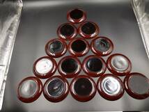 B567　掘り出し物　茶道具　木製　銘々皿15枚　アンティーク◇漆器　中皿_画像5