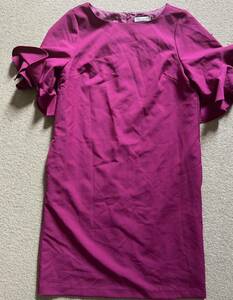AG　エージー　エージーバイアクアガール　ローズピンクワンピース　ドレープ袖　五分袖　Aライン　濃いピンク