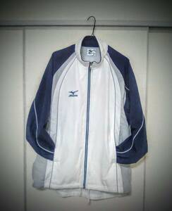  Mizuno mizuno sport jacket jersey rain jacket manner men's L size white & blue polyester 100%