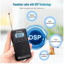 送料無料　Retekess TR103 ミニラジオ ポータブル SW FM AM 短波　オフィス用小型デジタルラジオ ポケットラジオ バックライト TFカード_画像4