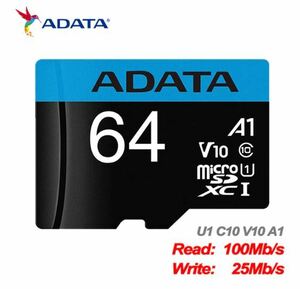 送料無料　未使用品　ADATA MicroSDメモリカード 64GB SD　64GB　100mbs　H2testw