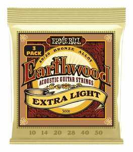 ★ERNIE BALL 3006 ×1 [10-50] Earthwood Extra Light 80/20 Bronze 3セットパック アコースティックギター弦★新品送料込