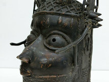 ◎a) アフリカ美術 ベニン ブロンズ 頭像 / ベニン王国 ナイジェリア 彫刻 置物 オブジェ Benin Bronze Head _画像6