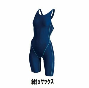 2499円 新品 女子 ウィメンズ 水泳 競泳 水着 紺xサックス XLサイズ 子供 大人 男性 女性 wundou ウンドウ 2910