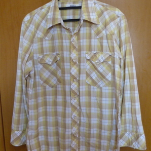 ヤフーフリマ10%オフ!5の日 ゾロ目 突然 週末限定ゴールドクーポン使用歓迎!HRM ハリラン 長袖チェックシャツ イエロー系 サイズ2(M)