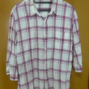 ヤフーフリマ10%オフ!5の日 ゾロ目 ゴールドクーポン使用歓迎!HRM ガイジンメイド GAIJIN MADE 七分丈チェックシャツ 薄紫系 サイズ2(M)