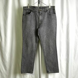 USA製 Levi's HUSKY ブラック バギー デニム パンツ W35×L29 グレー 黒 ケミカル リーバイス 550 560 シルバータブ 80s 90s ビンテージ