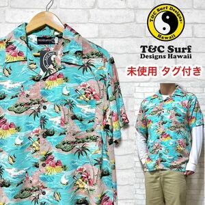 ☆ 未使用タグ付き☆ T&C SURF アロハシャツ ビーチ柄 トロピカル