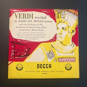 英decca【10インチ】＊ マリオ・デル・モナコのヴェルディ・リサイタル アリア集 ＊ mario del monaco verdi recital