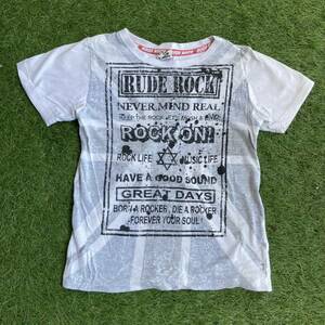 送料無料 ★美品★ 140 RUDE ROCK 半袖 Tシャツ 半袖シャツ 男の子 白 ホワイト 英字ロゴ 半袖Tシャツ トップス