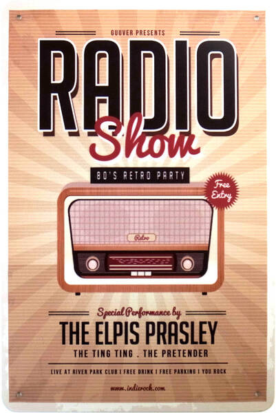 ☆SALE☆ ラジオ ブリキ看板 20×30cm A4サイズ ベージュ ROCK MUSIC インテリア RADIO 店舗用品