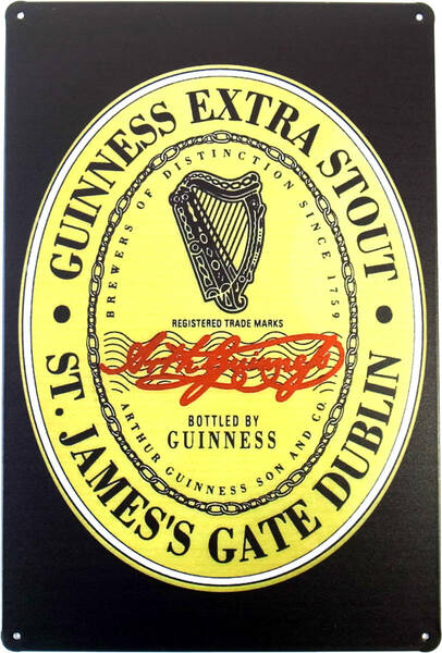 ギネス ビール ブリキ看板 アメリカン雑貨 Guinness Beer ロゴ A4サイズ 店舗用品