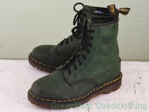W338* England made [Dr. Martin ] Vintage 8 hole boots is good taste green lady's 23cm