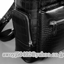 クロコダイル ワニ革保証　レザー 腹革使用　本革2way 多機能 リュックサック デイパック メンズ 鞄 黒　ボディバッグ 男女兼用_画像9