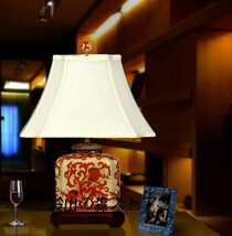 テーブルランプ LED対応 陶器 アジア 北欧 レトロ アンティーク ナイトスタンド 照明 おしゃれ おすすめ インテリア 寝室 リビング_画像4