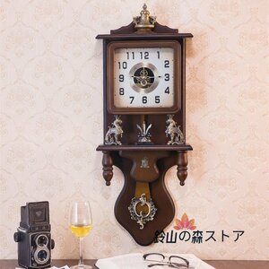 Art hand Auction Traditional style antique grandfather clock pendulum clock wall clock radio controlled wall clock wooden almost silent unique gear design handmade, Table clock, Wall clock, Wall clock, wall clock, analog