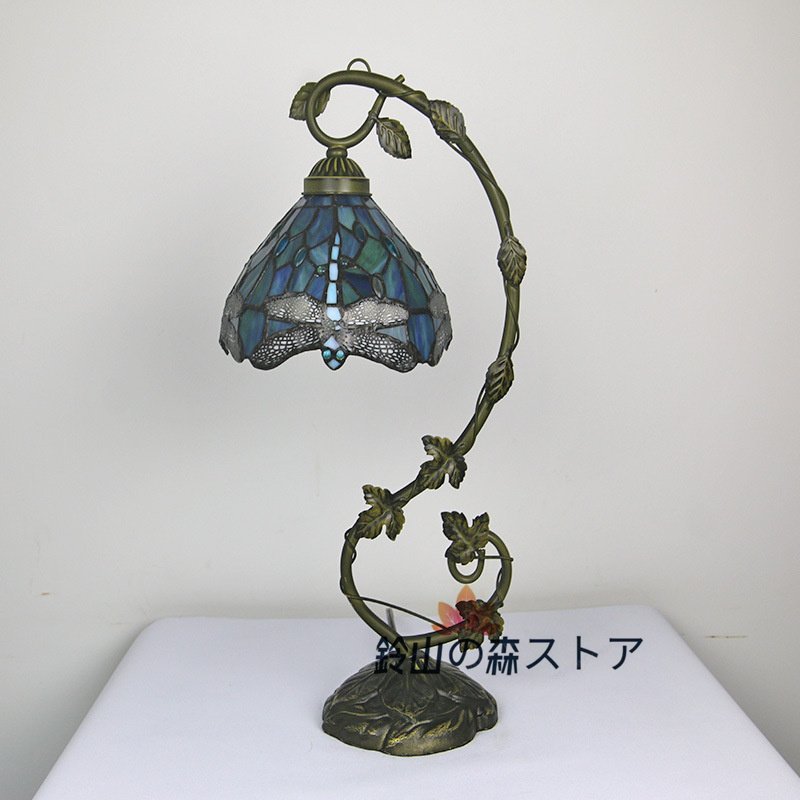 التقنيات التقليدية مصباح تيفاني النوع المعلق مصباح الزجاج الملون اليعسوب مصباح الزجاج الملون المصنوع يدويًا من زجاج الراتنج المتوافق مع LED, إضاءة, مصباح الطاولة, موقف الجدول