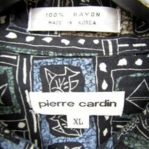 サイズ XL Pierre cardin レーヨン ボックス シルエット 半袖 シャツ アロハ シャツ 総柄 ブラック 古着 ビンテージ 3J2505_画像3