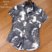 【新品 未使用】 DEUS EX MACHINA デウスエクスマキナ 春夏 総柄デザイン 半袖 シャツ Sz.XS　メンズ　G3T01628_5#A_画像1