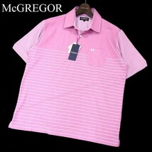 【新品 未使用】 McGREGOR マクレガー 春夏 ロゴ刺繍★ ボーダー切替 半袖 ポロシャツ Sz.L　メンズ　G3T01309_4#A_画像1