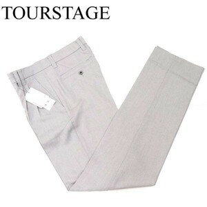 【新品 未使用】 TOURSTAGE ツアーステージ 春夏 ストレッチ タック スラックス パンツ Sz.73　メンズ グレー ゴルフ　G3B00423_3#P