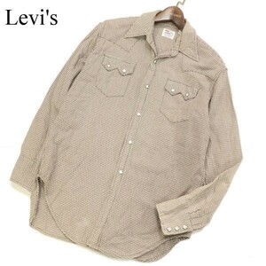 90s★ Levi's リーバイス ショートホーン 復刻★ 1998年製 長袖 千鳥柄 ウエスタン シャツ Sz.M　メンズ　G3T00103_1#C