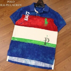 POLO RALPH LAUREN ポロ ラルフローレン 春夏 ビッグポニー刺繍★ ペイント風 半袖 鹿の子 ポロシャツ Sz.S　メンズ　G3T01535_5#A