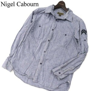 Nigel Cabourn ナイジェルケーボン 通年 長袖 シャンブレー ワーク シャツ Sz.46　メンズ 日本製　G3T00823_3#C