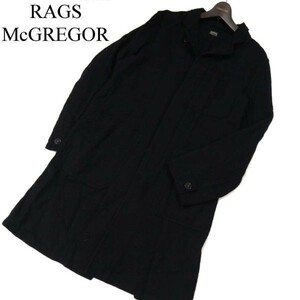 RAGS McGREGOR ラグス マックレガー 秋冬 縮絨ウール ショップ コート Sz.M　メンズ 黒 日本製　G2T03555_A#N