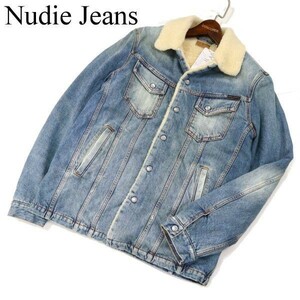 【新品 未使用】 Nudie Jeans ヌーディージーンズ Lenny ボア シェルパ デニム ジャケット Gジャン Sz.S　メンズ 定価4.9万　G2T04351_C#N