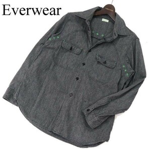 MASTERPIECE マスターピース Everwear エバーウェア ゴマ塩 長袖 コットン ワーク シャツ Sz.S　メンズ 日本製　G3T00644_2#C