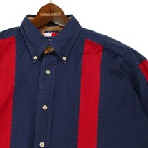 希少 90s★ TOMMY HILFIGER トミーヒルフィガー 長袖 オーバーサイズ ボタンダウン シャツ Sz.M　メンズ ビンテージ 古着　G3T00472_2#C_画像3