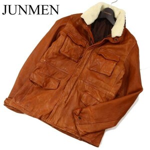 JUNMEN ジュンメン 秋冬 衿ボア★ 山羊革 リアル ゴート レザー M-65 ミリタリー フィールド ジャケット Sz.S　メンズ　G2T04082_C#N