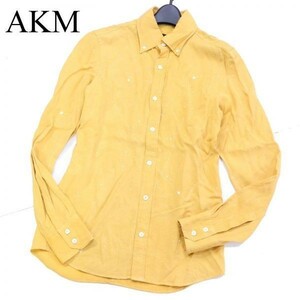 AKM エイケイエム S004 【PAINT TENCEL SHIRT】春夏 ペイント加工★長袖 ボタンダウン テンセル シャツ Sz.M　メンズ 日本製　G2T00513_2#A