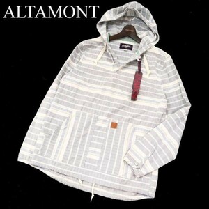 【新品 未使用】 ALTAMONT アルタモント 通年 ヘリンボーン ボーダー★ 長袖 メキシカン風 シャツ パーカー Sz.M　メンズ　G3T01499_5#F