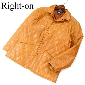 Right-on ライトオン 秋冬 牛革★ リアル カウ レザー 中綿 キルティング ジャケット Sz.M　メンズ　G2T03992_B#N