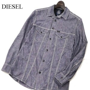 DIESEL ディーゼル 通年 ヴィンテージ加工★ 長袖 シャンブレー ワーク シャツ Sz.XS　メンズ　G3T00128_1#C