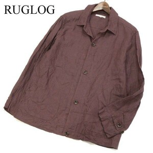 RUGLOG ラグログ 春夏 麻 リネン100%★ 長袖 チェック シャツ Sz.L　メンズ　G3T00359_2#A