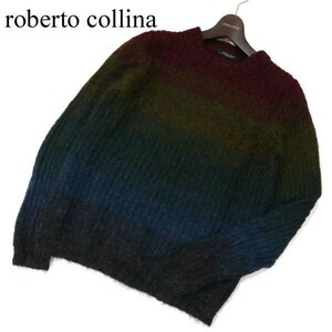 イタリア製★ roberto collina ロベルトコリーナ 秋冬 レインボー グラデーション★ モヘア ニット セーター Sz.S　メンズ　G2T03104_9#K