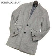 美品★ TORNADOMART トルネードマート 秋冬 デイビージョーンズ★ ノーカラー コート Sz.M　メンズ グレー　G2T03962_B#N_画像1