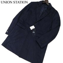 【新品 未使用】 UNION STATION ユニオンステーション メンズビギ 秋冬 ウール混★ 千鳥柄 チェスター コート Sz.L　メンズ　G2T04092_C#N_画像1