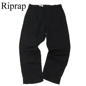 Riprap リップラップ 春夏 ナイロン×リネン★ ツータック スラックス パンツ Sz.M位　メンズ 黒 日本製　G3B00421_3#P