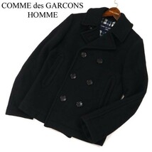 AD2009★ COMME des GARCONS HOMME コムデギャルソン オム 秋冬 裏地チェック★ メルトン ウール Pコート Sz.XS　メンズ　G2T03999_B#N_画像1