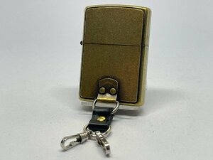 ZIPPO キーホルダージッポー 真鍮バレル メタル貼り 黒レザー 2BB-KEYBLACK