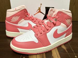 23年 NIKE WMNS AIR JORDAN 1 MID ナイキ ウィメンズ エアジョーダン ミッド AJ1【BQ6472-186】ピンク ストロベリー クリーム PINK US7