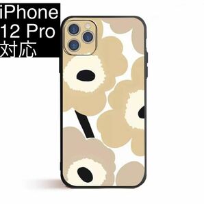 【新品、匿名発送】 iPhone12pro 対応ケース 北欧風 花柄スマホケース ベージュピンクの画像1