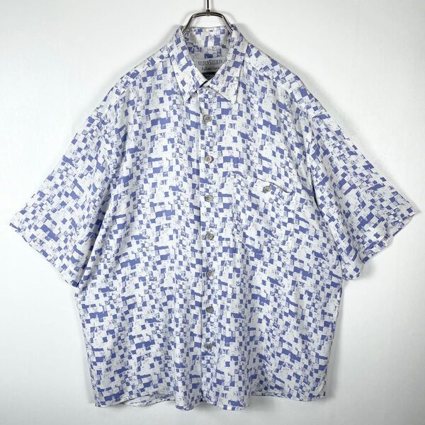 アートデザインシャツ 総柄シャツ 古着 レトロ 柄シャツ ペイズリー半袖シャツ 半袖 レインスプーナー プルオーバー 花柄 柄