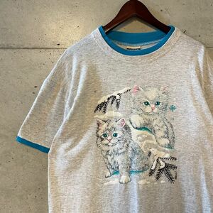 USA製 子猫 リンガー Tシャツ 半袖Tシャツ Tシャツ プリントTシャツ カットソー